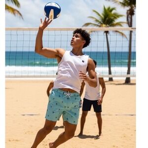 Surf‎ Style Men's Swim Shorts XL Embroidered Palm Trees Beach Island Vacation